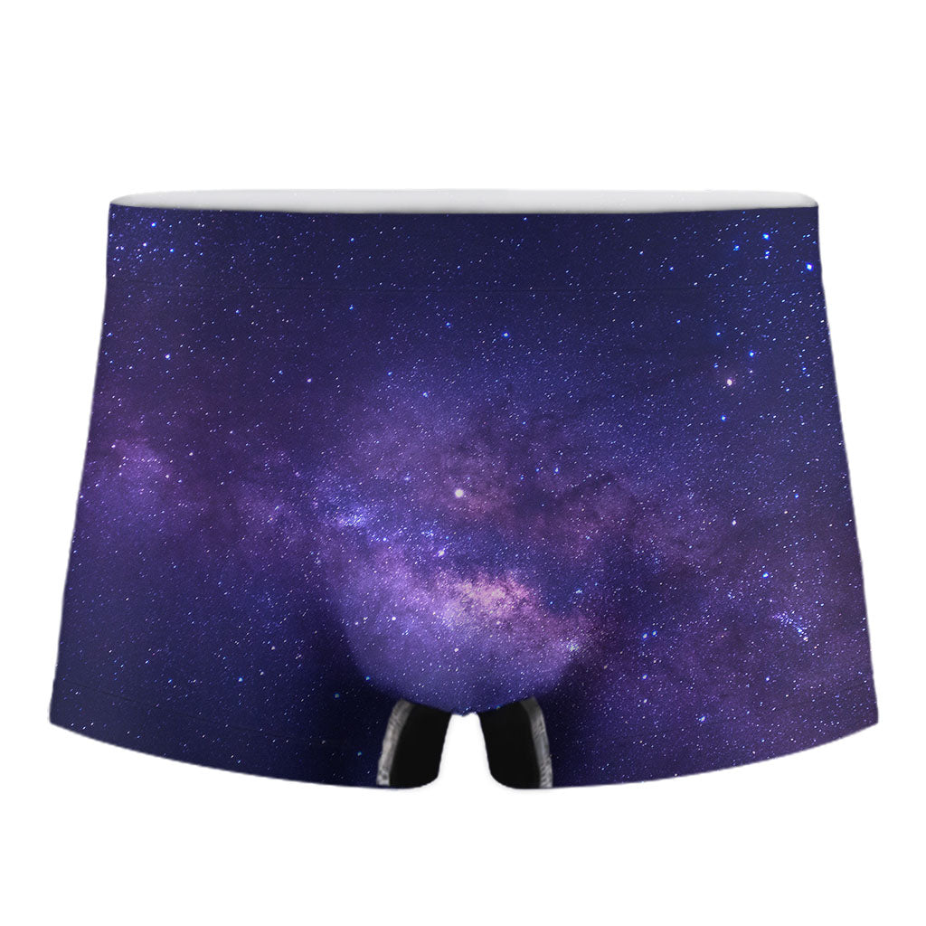 Dark Purple Milky Way Galaxy Space Print Men's Boxer Briefs