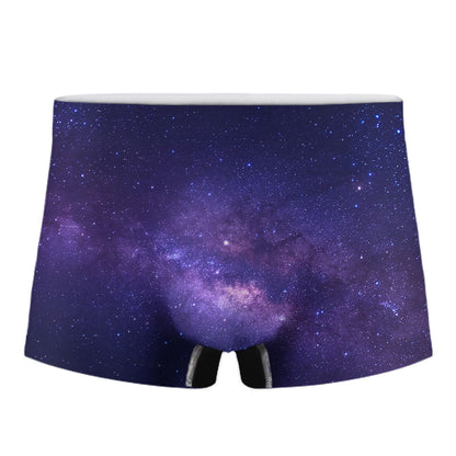 Dark Purple Milky Way Galaxy Space Print Men's Boxer Briefs