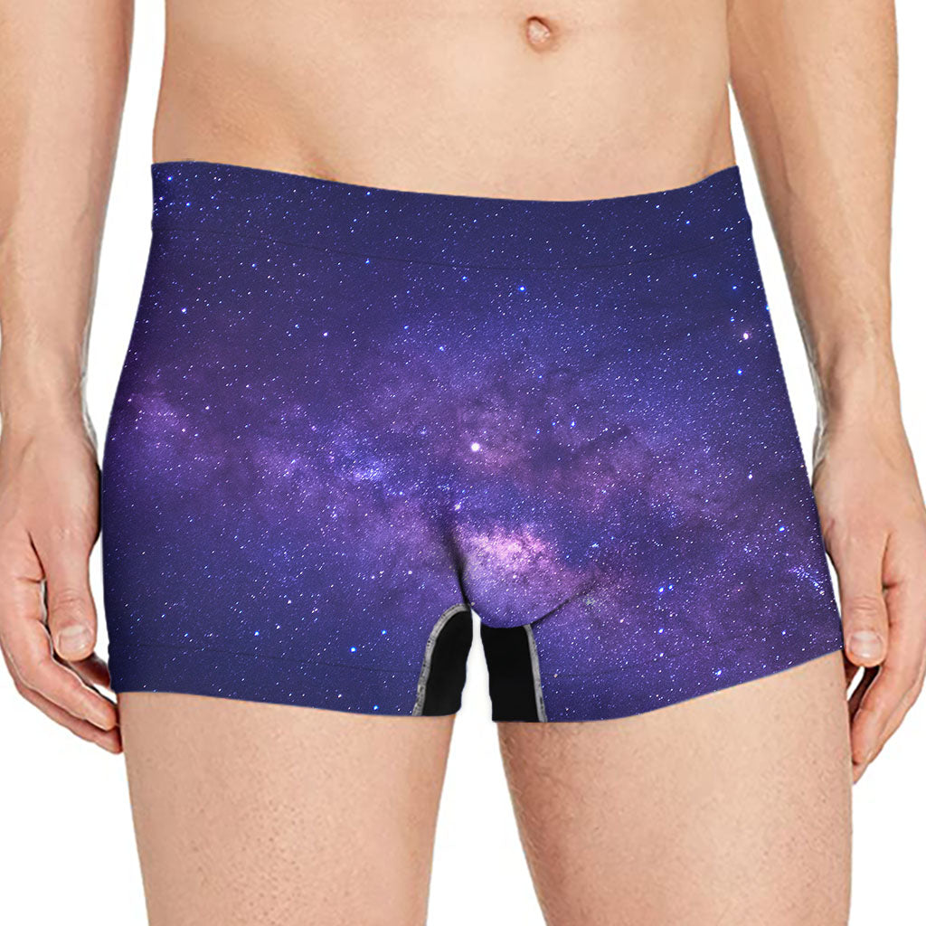 Dark Purple Milky Way Galaxy Space Print Men's Boxer Briefs