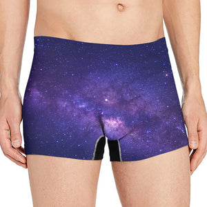 Dark Purple Milky Way Galaxy Space Print Men's Boxer Briefs