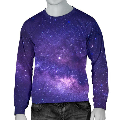 Dark Purple Milky Way Galaxy Space Print Men's Crewneck Sweatshirt GearFrost