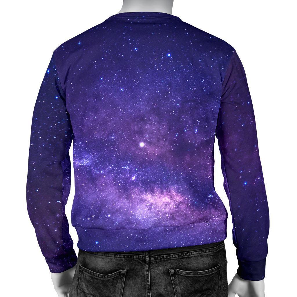 Dark Purple Milky Way Galaxy Space Print Men's Crewneck Sweatshirt GearFrost