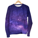 Dark Purple Milky Way Galaxy Space Print Men's Crewneck Sweatshirt GearFrost
