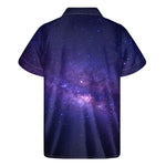 Dark Purple Milky Way Galaxy Space Print Men's Short Sleeve Shirt
