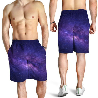 Dark Purple Milky Way Galaxy Space Print Men's Shorts