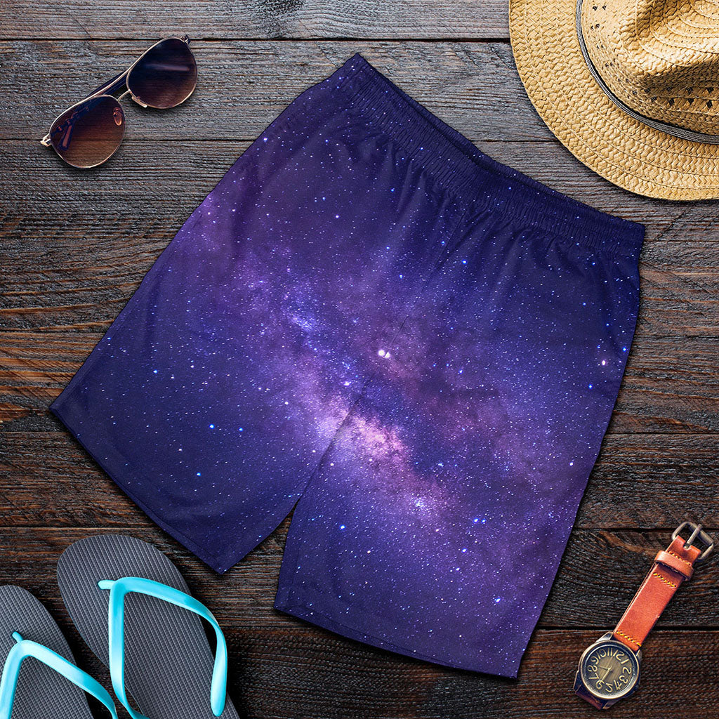 Dark Purple Milky Way Galaxy Space Print Men's Shorts