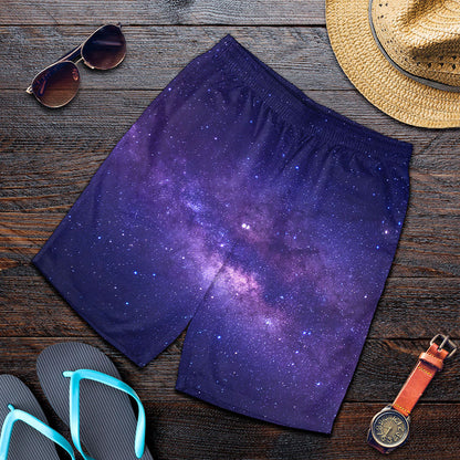 Dark Purple Milky Way Galaxy Space Print Men's Shorts