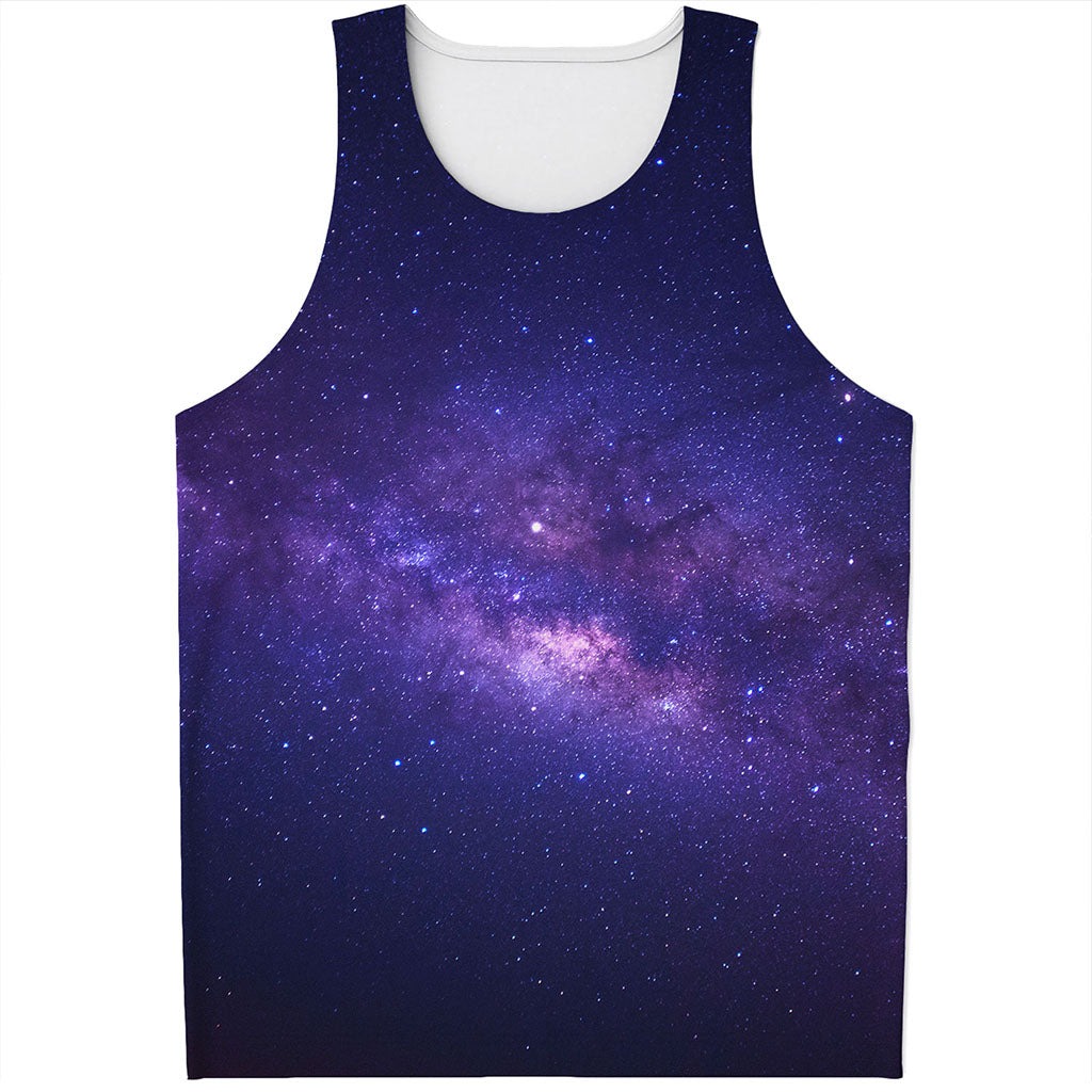 Dark Purple Milky Way Galaxy Space Print Men's Tank Top