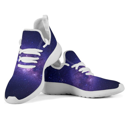 Dark Purple Milky Way Galaxy Space Print Mesh Knit Shoes GearFrost