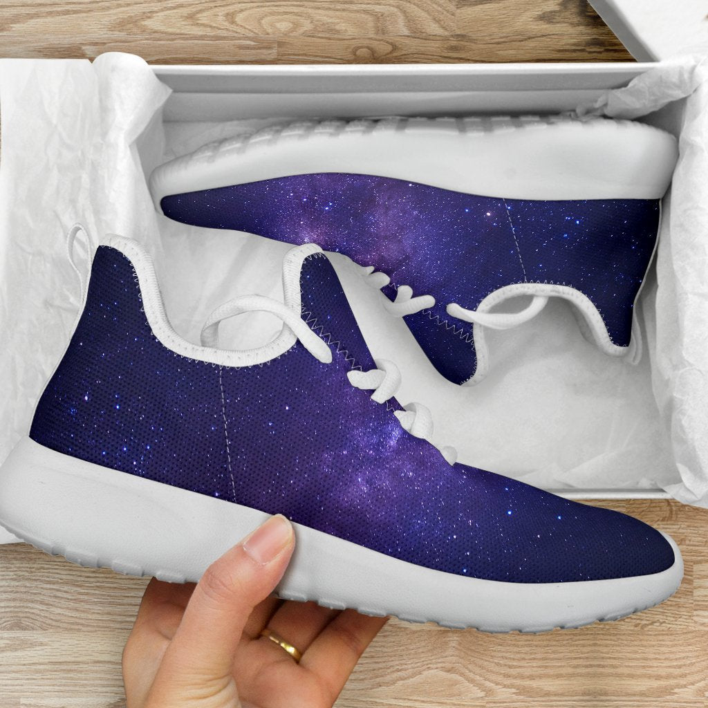 Dark Purple Milky Way Galaxy Space Print Mesh Knit Shoes GearFrost