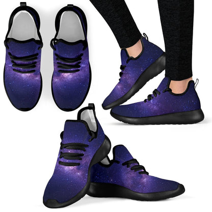 Dark Purple Milky Way Galaxy Space Print Mesh Knit Shoes GearFrost