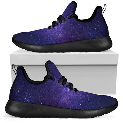 Dark Purple Milky Way Galaxy Space Print Mesh Knit Shoes GearFrost