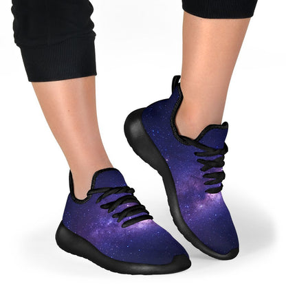 Dark Purple Milky Way Galaxy Space Print Mesh Knit Shoes GearFrost