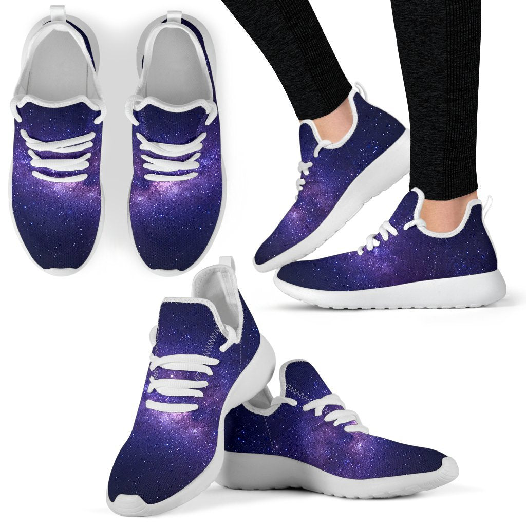 Dark Purple Milky Way Galaxy Space Print Mesh Knit Shoes GearFrost