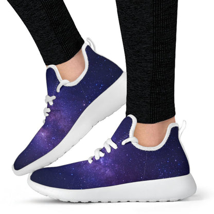 Dark Purple Milky Way Galaxy Space Print Mesh Knit Shoes GearFrost