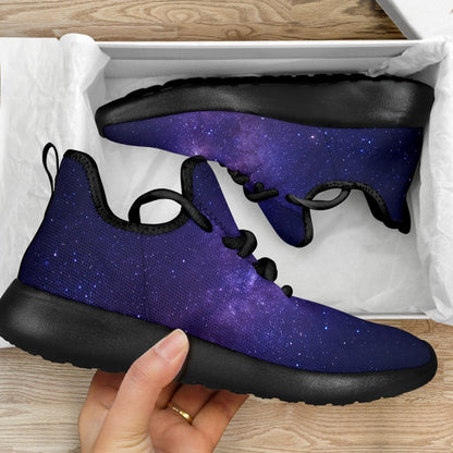 Dark Purple Milky Way Galaxy Space Print Mesh Knit Shoes GearFrost