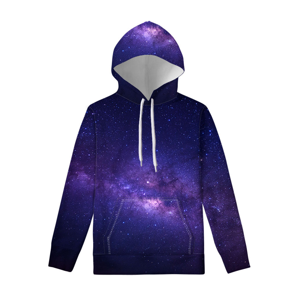 Dark Purple Milky Way Galaxy Space Print Pullover Hoodie