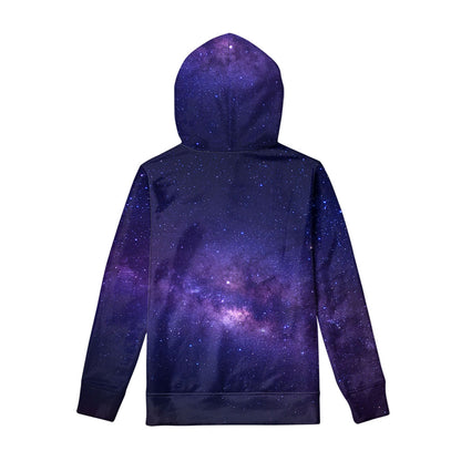Dark Purple Milky Way Galaxy Space Print Pullover Hoodie