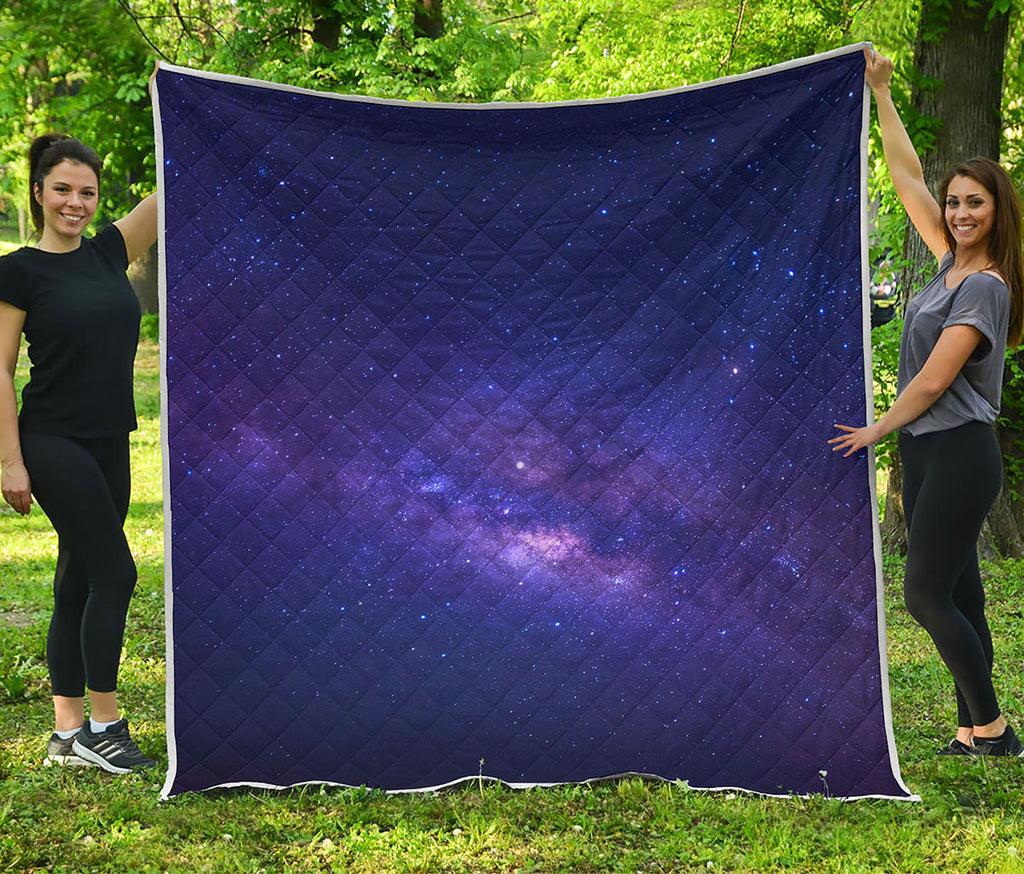 Dark Purple Milky Way Galaxy Space Print Quilt
