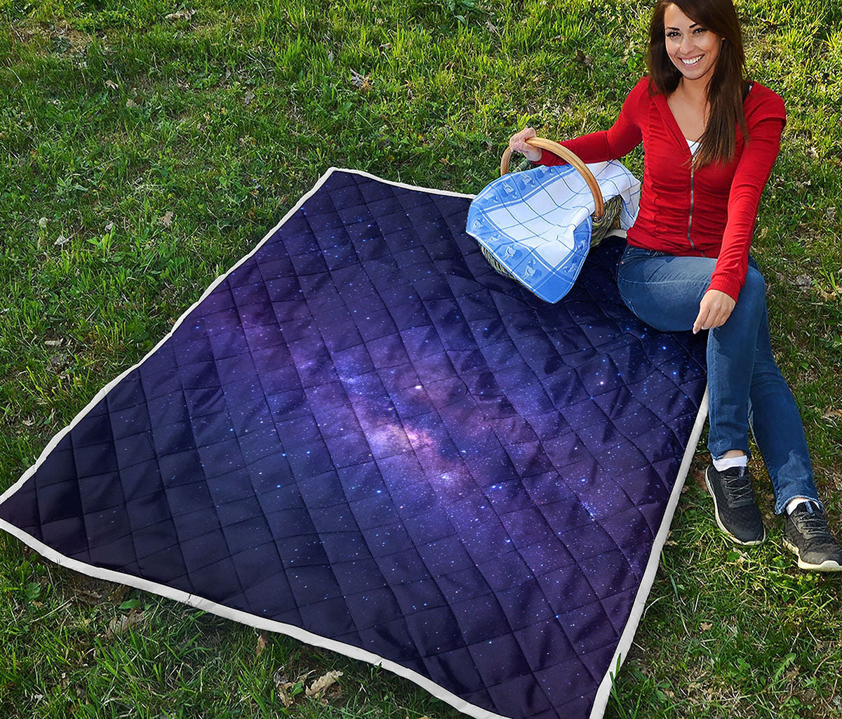 Dark Purple Milky Way Galaxy Space Print Quilt