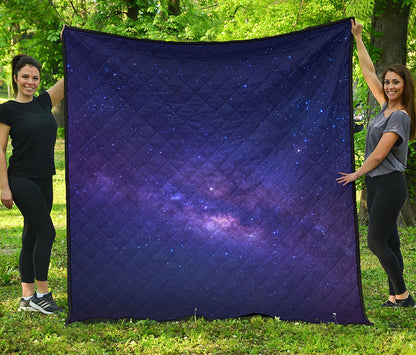 Dark Purple Milky Way Galaxy Space Print Quilt