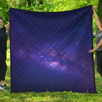 Dark Purple Milky Way Galaxy Space Print Quilt