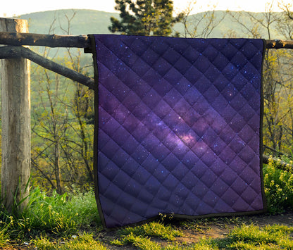 Dark Purple Milky Way Galaxy Space Print Quilt