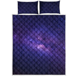 Dark Purple Milky Way Galaxy Space Print Quilt Bed Set