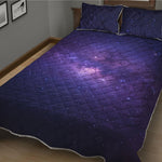 Dark Purple Milky Way Galaxy Space Print Quilt Bed Set