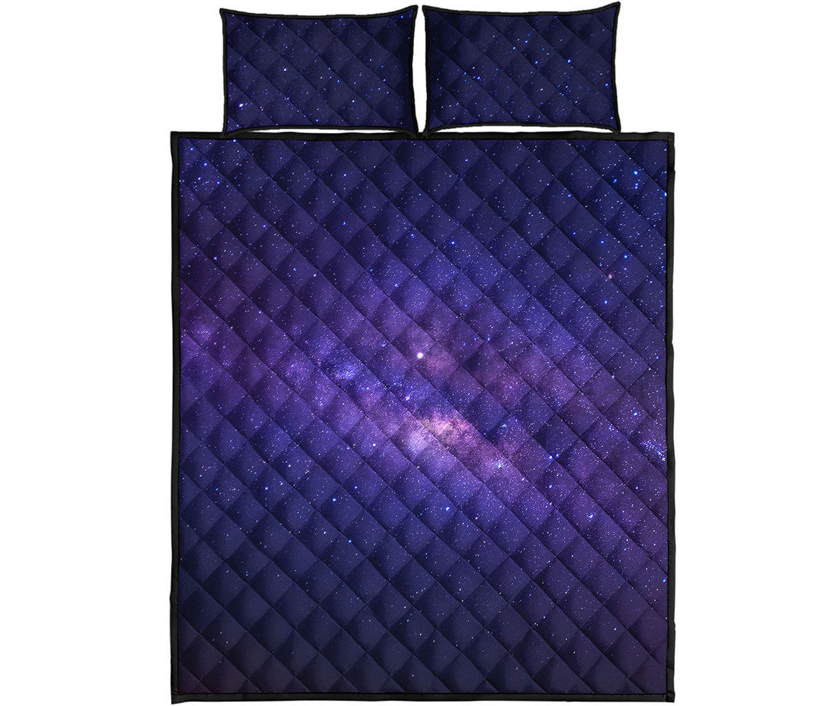 Dark Purple Milky Way Galaxy Space Print Quilt Bed Set