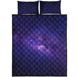 Dark Purple Milky Way Galaxy Space Print Quilt Bed Set