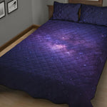 Dark Purple Milky Way Galaxy Space Print Quilt Bed Set