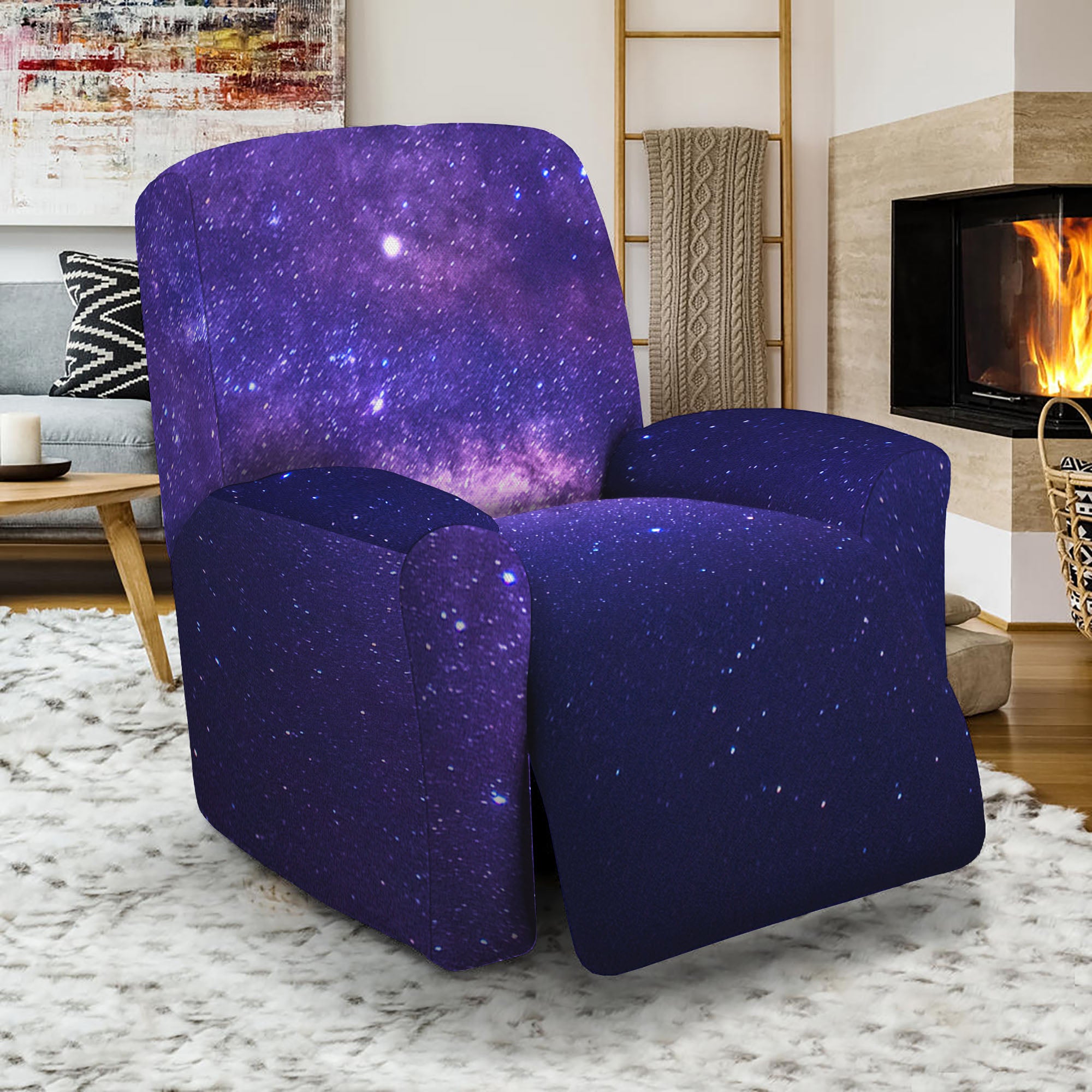 Dark Purple Milky Way Galaxy Space Print Recliner Slipcover