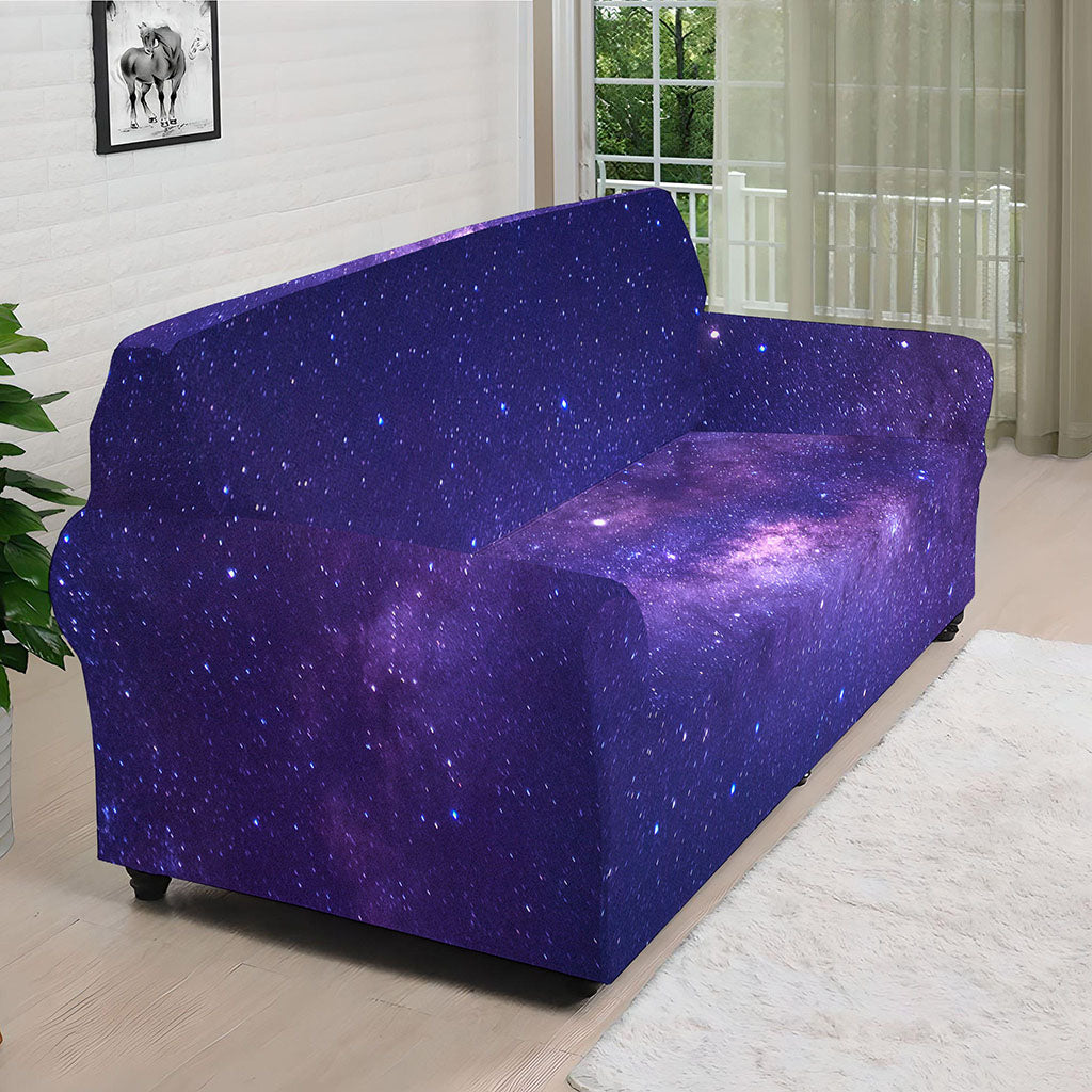 Dark Purple Milky Way Galaxy Space Print Sofa Cover