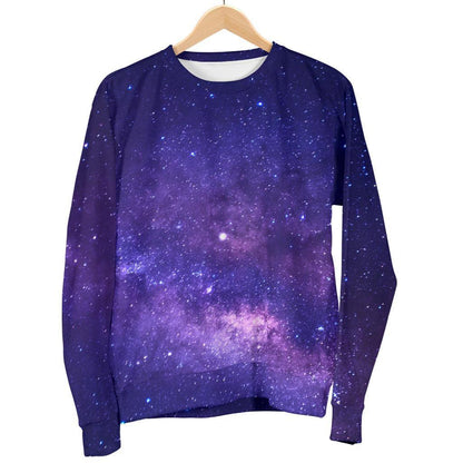 Dark Purple Milky Way Galaxy Space Print Women's Crewneck Sweatshirt GearFrost