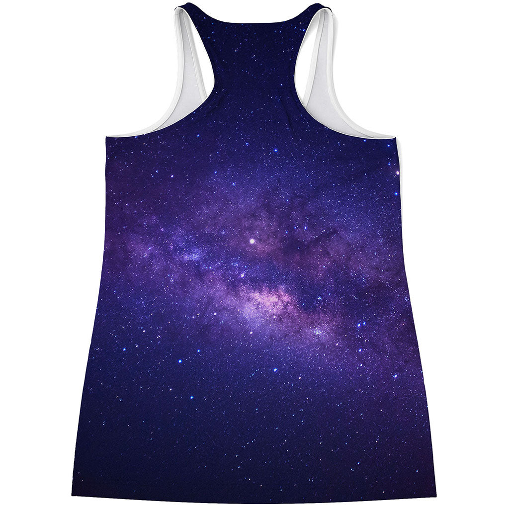 Dark Purple Milky Way Galaxy Space Print Women's Racerback Tank Top