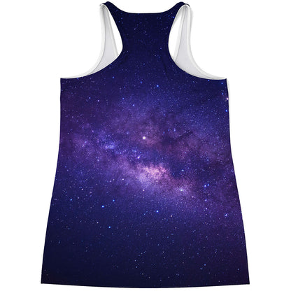 Dark Purple Milky Way Galaxy Space Print Women's Racerback Tank Top