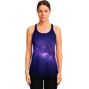 Dark Purple Milky Way Galaxy Space Print Women's Racerback Tank Top