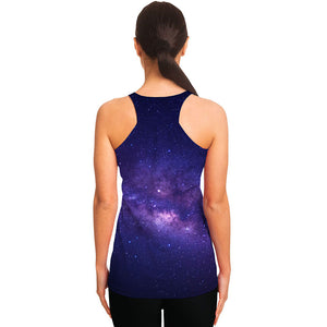 Dark Purple Milky Way Galaxy Space Print Women's Racerback Tank Top