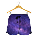 Dark Purple Milky Way Galaxy Space Print Women's Shorts