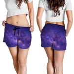 Dark Purple Milky Way Galaxy Space Print Women's Shorts