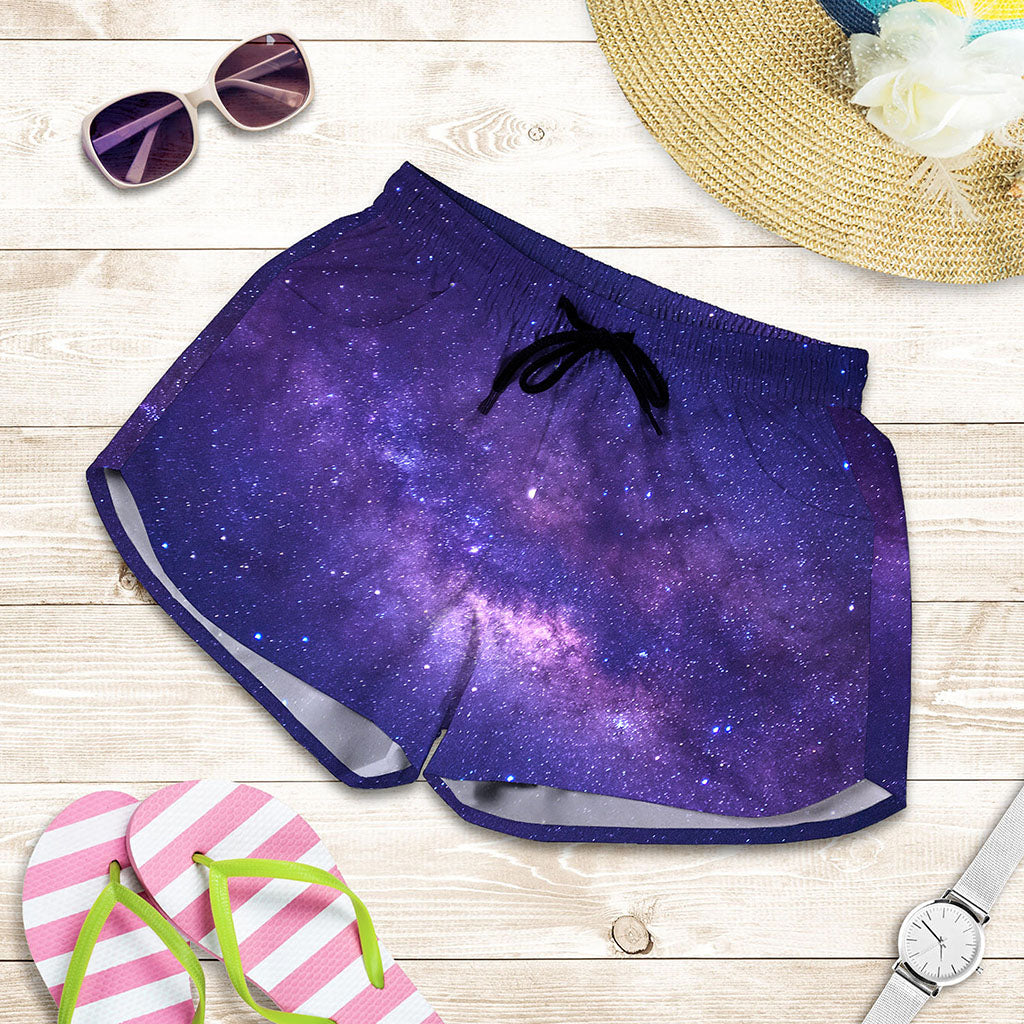 Dark Purple Milky Way Galaxy Space Print Women's Shorts