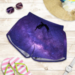 Dark Purple Milky Way Galaxy Space Print Women's Shorts