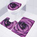 Dark Purple Rose Print 3 Piece Bath Mat Set