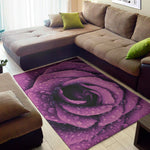 Dark Purple Rose Print Area Rug