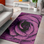 Dark Purple Rose Print Area Rug