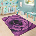 Dark Purple Rose Print Area Rug