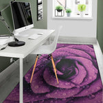 Dark Purple Rose Print Area Rug
