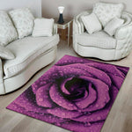 Dark Purple Rose Print Area Rug