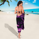 Dark Purple Rose Print Beach Sarong Wrap